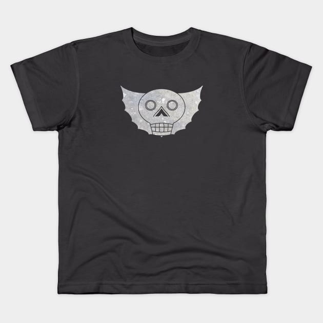 Bat Winged Skull - Stone Kids T-Shirt by RawSunArt